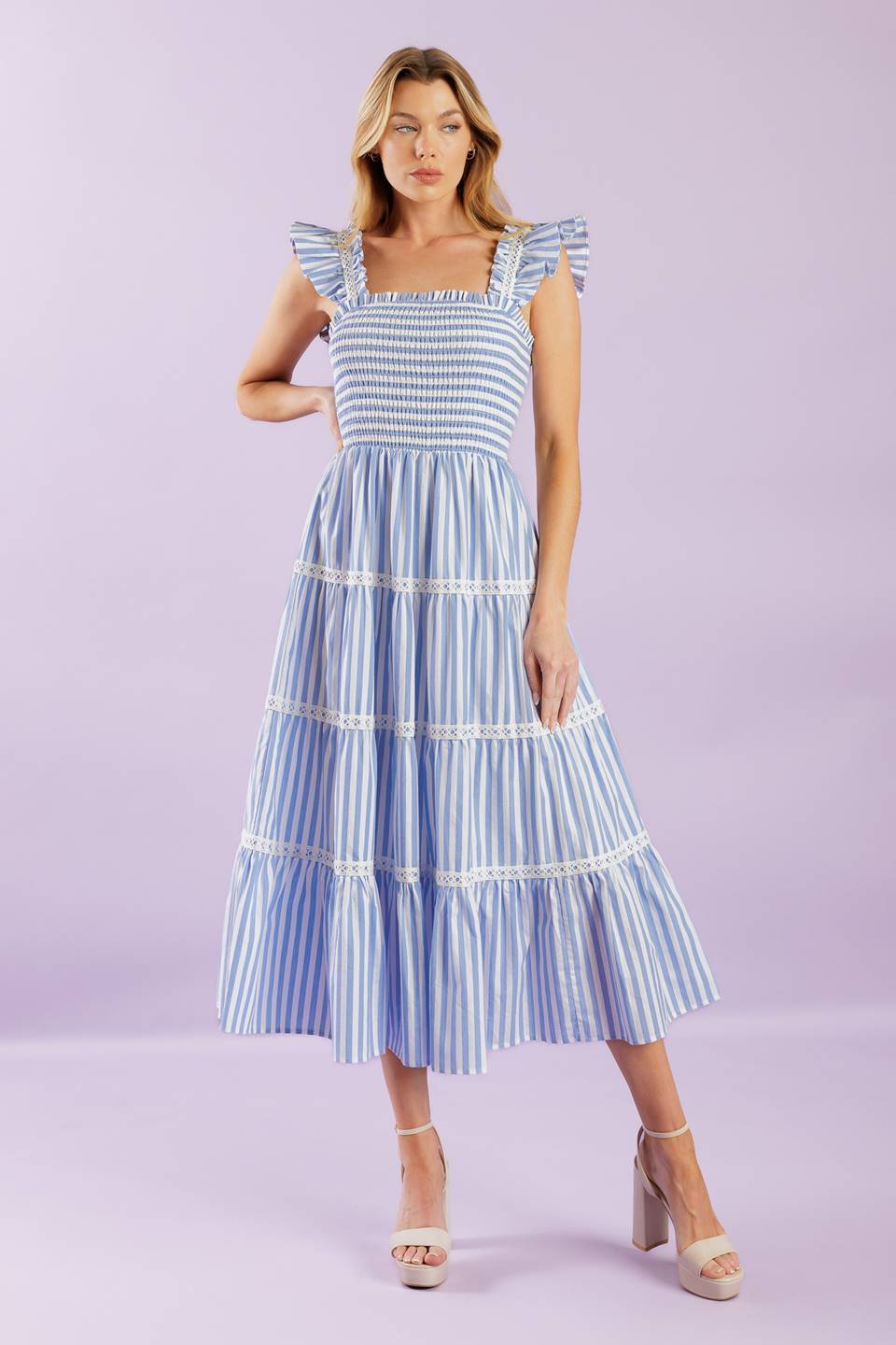 SWING OF THINGS WOVEN MIDI DRESS Flying Tomato